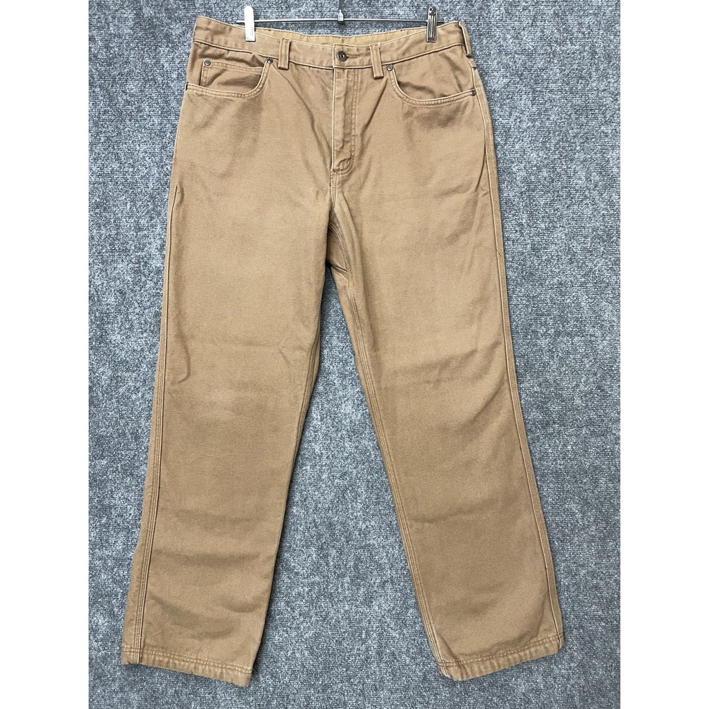 Duluth Trading Fire Hose Canvas Work Pants Flannel Lined Heavy Outdoor Men 36x32